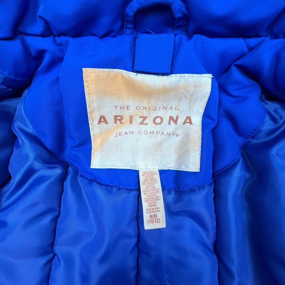 Arizona Boys 10\12 Winter Puffer Coat Jacket Ski Blue Gray Black -No Hood & FLAW - Picture 4 of 11